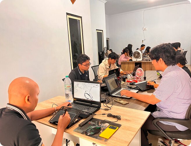 foto tim charjer studio sedang bekerja